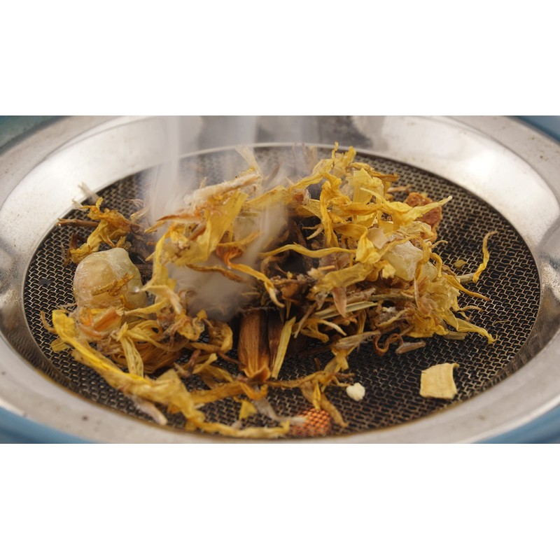 Indian Soapstone Incense Burner - Stainless Steel Strainer & Heat