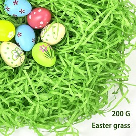 TERJBG 250 g Easter Grass in Green for Easter Nests, Easter Decoration for Crafts, Wood Wool Easter Grass for Easter Baskets (Easter Grass Green - 250 g)