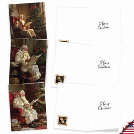 The Best Card Company 20 Assorted Christmas Notecards Bulk Box Set 4 x 5.12 Inch with Envelopes (10 Designs, 2 Each) Santa At Home AM10039XSG-B2x10