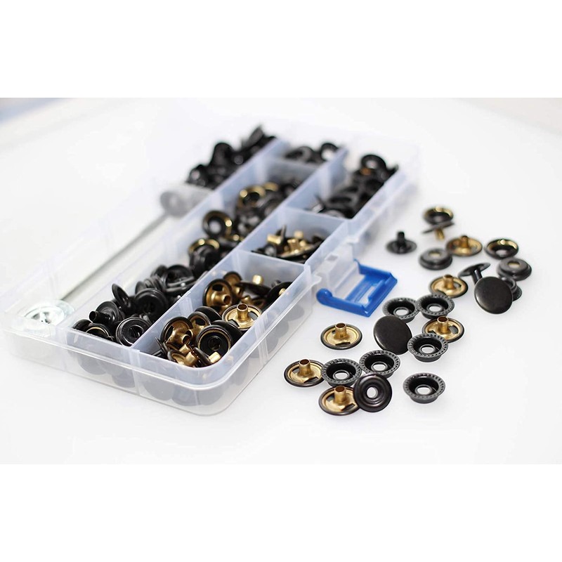 220pcs Snap Fastener Kit, BetterJonny 15mm Heavy Duty Brass Canvas