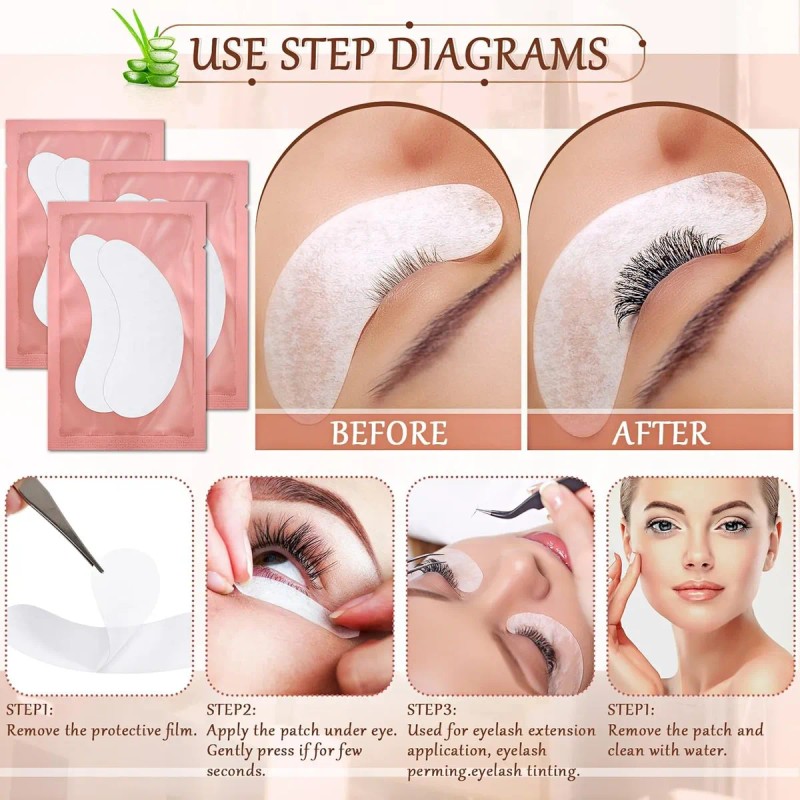 200 Pares Parches Empaque Hidrogel Para Ojos Pestañas Mink Verde