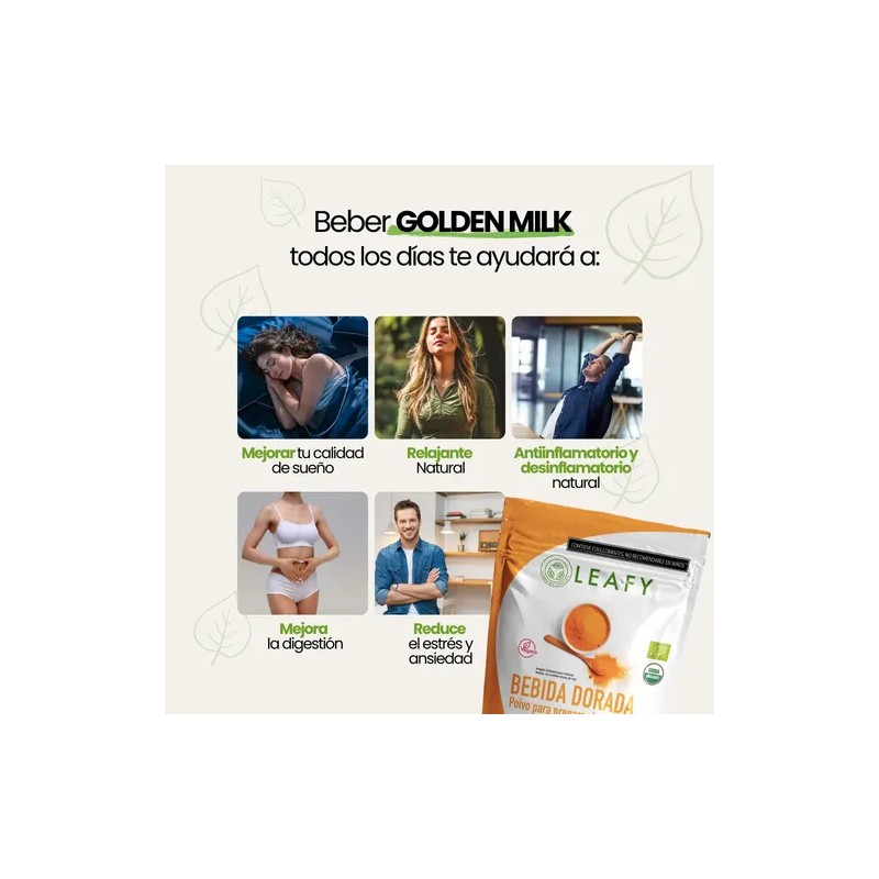 Golden Milk Leafy 150g Curcuma Organica Keto Vegano
