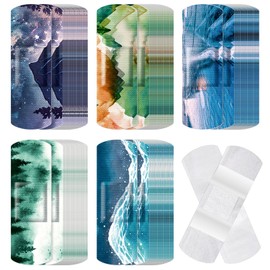 Threlaco 120 Pcs Fabric Flexible Adhesive Bandages Bulk Assorted Floral Tie Dye Self Adhesive Fabric Strip with Non Stick Pad 3 x 1 Inch Small Bandages for Women Wound First Aid (Vintage)