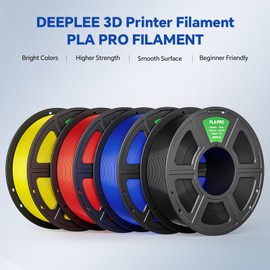 DEEPLEE PLA PRO Filament 1.75mm, Stronger Toughness 3D Printer Filament, PLA Filament Dimensional Accuracy +/- 0.02 mm, Neatly Wound, Fits Most FDM 3D Printer, 3 Pack Red & Yellow & Blue