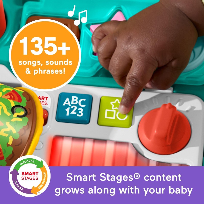 Fisher-Price Baby Push Toy 4-in-1 Snack Cart Walker Learning Activity,