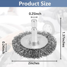 WUBOECE 10PCS Wire Wheel Brush for Drill, High Carbon Steel Wire Brush with 1/4" Hex Shank, Skilled in Handling Metal & Nonmetal Surfaces