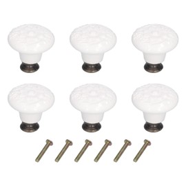 6pcs Retro Drawer Knobs, Stylish Ceramic Cabinet Knobs Vintage Dresser Knobs Decorative Drawer Knobs Pulls for Vanity, Closet, Cupboard, Furniture(White)