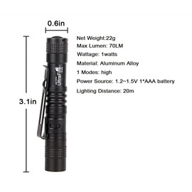 ULTRAFIRE Pocket-Sized Flashlight,Mini Flashlight UF-3AS,70 MAX Lumens,5Pcs(Flashlight Only)