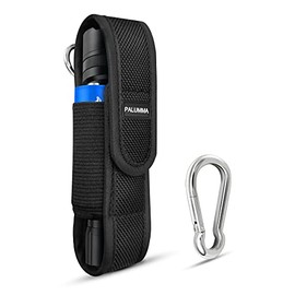 PALUMMA Nylon Flashlight Pouch Holster with Carabiner, Flexible Adjustment Flashlight Belt Holder for Most Brands Size Up to 7 inches