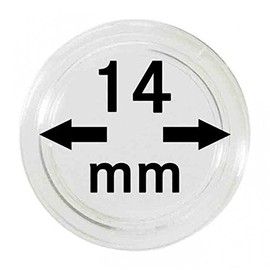 Coin capsules 14 mm (10 Pieces) [Lindner 2250014], special scratch-resistant surface - Inner diameter: 14 mm