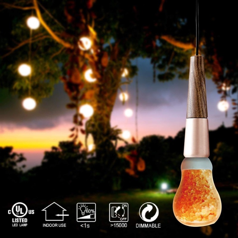 Himalayan Glow Salt Light Bulbs 60-Watt Equivalent, Warm Amber Glow,