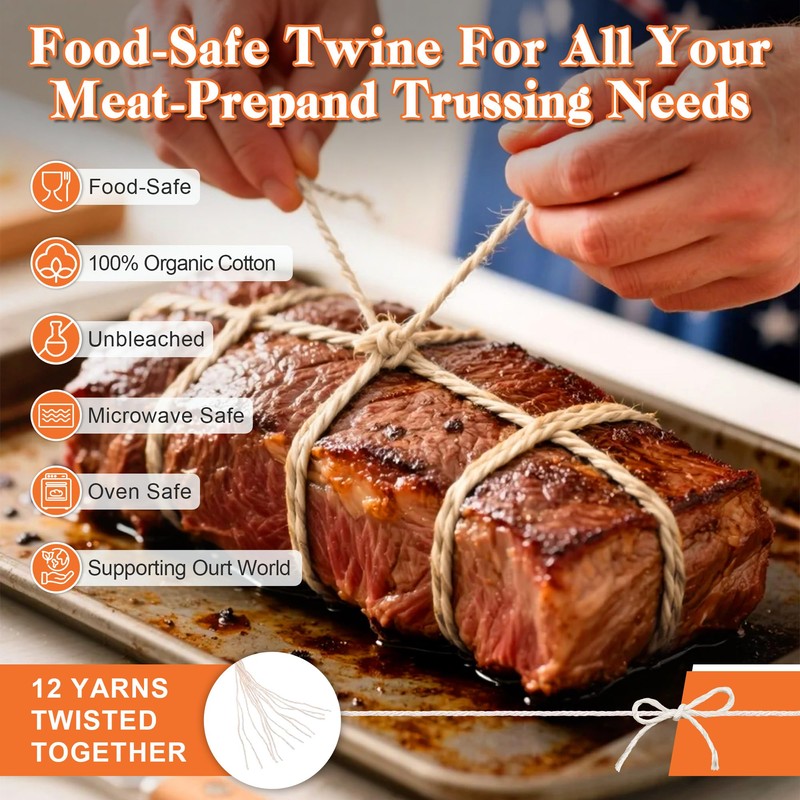 Kitchen Twine with with Stainless Steel Dispenser, 2 Pack 216FT