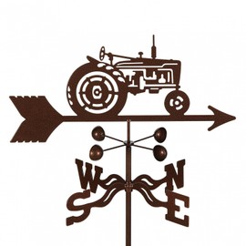 EZ Vane Classic 1940's Farm Tractor Weathervane — Roof Mount, Wind Cups, Antique Copper Finish, Steel with Durable Triple Powder Coating, Handcrafted in USA