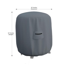 Covers & all Round Smoker Cover, 12 Oz Waterproof UV & Weather Resistant, BBQ Grill Dome Bullet Barrel Cooker Kettle Drum Grill, with Air Vent & Elastic (39" Diameter x 42" H, Gray)