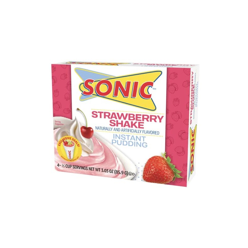 Sonic Instant Pudding, Strawberry Shake, 3.03 OZ (Pack of 6)
