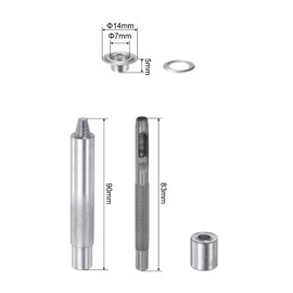 sourcing map 100 Sets Grommet Tool Kit Silver Tone 7mm/0.28 Inch Copper Metal Grommet Eyelets with 3pcs Installation Tools & Storage Box for Shoes Clothes Leather DIY