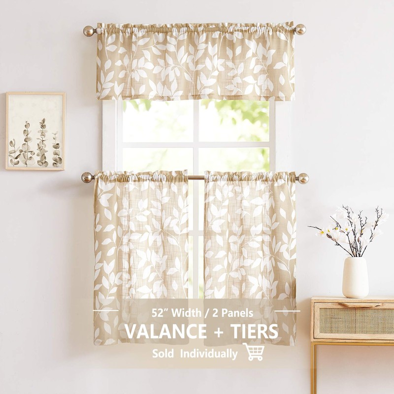 Treatmentex - Cortinas de cocina de hojas de 36 pulgadas,
