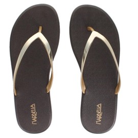 MARBELLA Sandalias Para Mujer Modelo Viena Sintetico Cómodas Ligeras Tipo Pata de Gallo Combinables Chanclas Antiderrapantes y Resistentes Al Agua Para Uso En Playa Piscina y Casual SE (Oro, Sistema tallas calzado JP, Adulto, Medición, 22.0 cm)