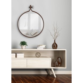 Kate and Laurel Yitro Round Metal Wall Mirror, 23.5 x 28.5, Bronze, Farmhouse Wall Decor for Any Room