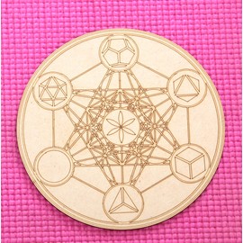 Prajet Wooden Carving crystal Grid - Amplify The Power of Your Crystals, Grids for Crystal, Witchcraft, Wiccan Altar, Space Decor Crystal Grid for Stones (Metatron Geometry Chakra Set Grid)