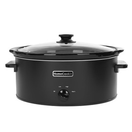 HOMECOOKIN 8 Quart Slow Cooker Oval Manual Pot Food Warmer with 3 Cooking Settings, Black Stainless Steel
