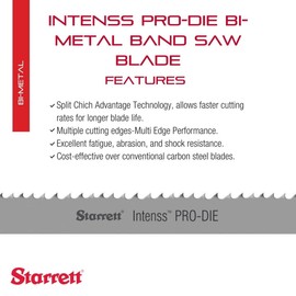 Starrett 99188-07-08-1/2 Intenss PRO-DIE Bi-Metal Band Saw Blade 07 Ft. 08-1/2 in., 1/2 x .025 x 14-18/RG-S-W