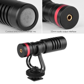 Cardioid Directional Condenser Microphone with Anti-Shock Mount 3.5mm TRS and TRRS Audio Output Cables Sponge Windshield Furry Windshield for Smartphones Cameras Camcorders Audio Recorders PCs BBZY