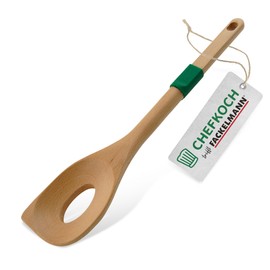 Chefkoch Risotto Spoon Made of Sustainable Beech Wood - Ideal for Stirring, Gentle & Ergonomic, with Non-Slip Ring, 31.6 x 6.2 cm