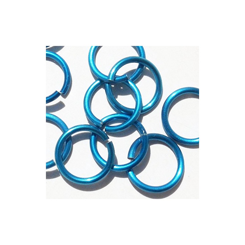 Light Blue Anodized Aluminum Jump Rings 100 3/8 16g Saw