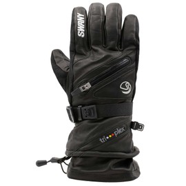 Swany Men's X-Cell 2.1 Sports Moisture-Wicking Quick-Drying Warm Durable Flexible Leather Winter Gloves, Black, Medium