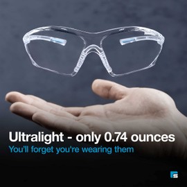 Solid. Lightweight Safety Glasses with Only 21 g and Integrated Side Protection, Work Safety Glasses with Clear, Anti-Fog, Scratch-Resistant and UV Protective Lenses, for Men and Women