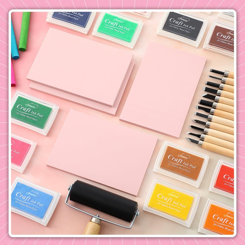 Lanties 32 Pack Rubber Block Stamp Making Kit Include 4