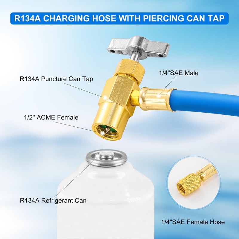 Tigbear R134A Refrigerant Recharge Kit, Refrigerant Charging Hose Set with