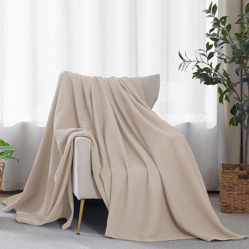 100% Egyptian Cotton Waffle Weave Blanket Full Size for Bed,