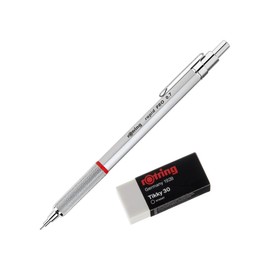 rOtring Rapid Pro Precision Pen 0.7 Silver 1904256 + Eraser