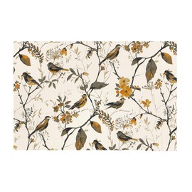 LINENWALAS 100% Cotton Canvas Decorative Table Placemats 14x19 Inches, Dining Table Placemats Set of 6, Modern Mats for Heat Resistant and washable (Birdie Bliss)