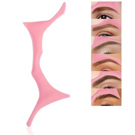 HOSAILY Silicone Eyebrow Stencils, 6 in 1 Reusable Eyebrow Template for Brow Stamp, 6 Eyebrow Shapes Beginners Friendly Eye Makeup Aid Brow Buddy Beauty Ruler, Professional Quick Eye Makeup Tool-Pink