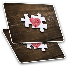 Rectangle Stickers(Set of 2) 7.5cm - Jigsaw Puzzle Love Heart Fiance Wife Fun Decals for Laptops,Tablets,Luggage,Scrap Booking,Fridges, 8772