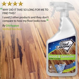 Black Diamond Stoneworks Wood & Laminate Floor Cleaner: For Hardwood, Real, Natural & Engineered Flooring –Biodegradable Safe for Cleaning All Floors