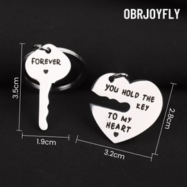 Obrjoyfly Couple Keychains, Cute for Bag Pendants, Stainless Steel Keyring Gifts for Valentine's Day, Christmas, New Year Significant Anniversaries, # Heart 1