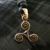 Triskel Bronze Pendant Necklace Jewellery, incl black cotton sting, Pendant