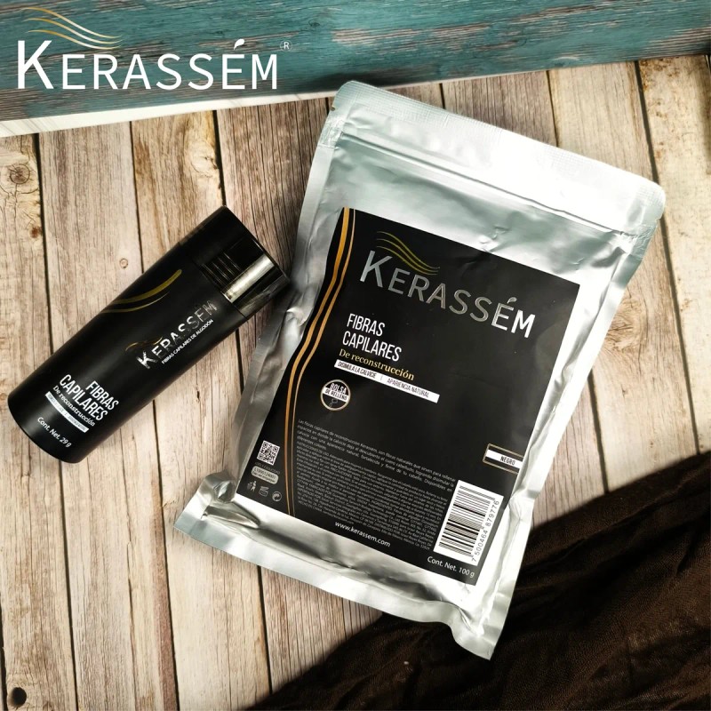 Fibras Capilares 100g Cubre Calvicie Kerassém Varios Tonos
