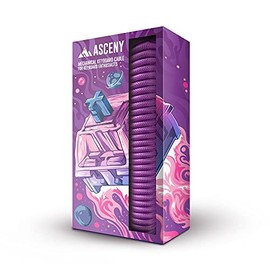 ASCENY Coiled & Double-Sleeved Mechanical Keyboard Cable, for Type-C Mechanical Keyboards (Purple)