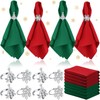 EBOOT 16 PCS Christmas Napkins and Ring Set 8 PCS