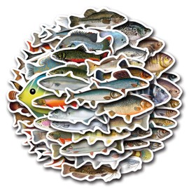 55 Pcs Deep Sea Fish Sticker Pack for Kids Teens, Funny Fish Vinyl Waterproof Stickers and Decals for Water Bottles Laptop Phone Motorcycle Computer Guitar Skateboard