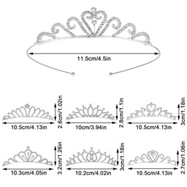 SOSPIRO 6pcs Girls Princess Tiara, Rhinestone Child Crown, Kids Crystal Princess Headband for Women Girls Wedding Prom Birthday Party