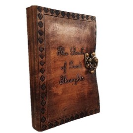 PLOMY Product image Handmade Leather Journal with Blue Stone and Bronze Clasps, Vintage Style Notebook with Stitched Binding, (C-Lock Brown)