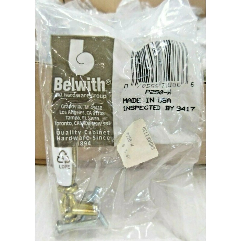 Belwith BELWITH BRASS AND CERAMIC PULL 3 " CENTER P250-W