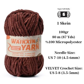 （4 Deep Coffee） 4 Pack Super Soft Fuzzy Chenille Chunky Yarn for Crocheting, 400g (350yds) Velvet Fluffy Amigurumi Yarn for Hand Knitting Baby Blankets Weaving Craft