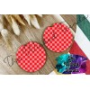 Unbranded Red Retro Checkered Patterned Print Car Coasters Set Of
